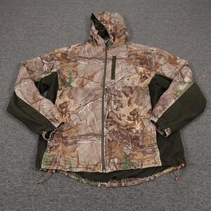 Rustic Ridge Jacket Mens Large Camo Softshell Hooded Hunting Windbreaker WJ500